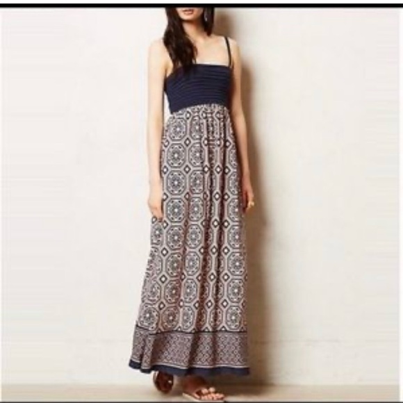 Anthropologie Dresses & Skirts - Lilka navy blue medallion print maxi dress